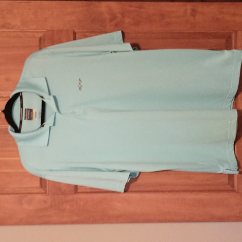 Greg Norman men's size large polo pique shark five iron play dry mint green